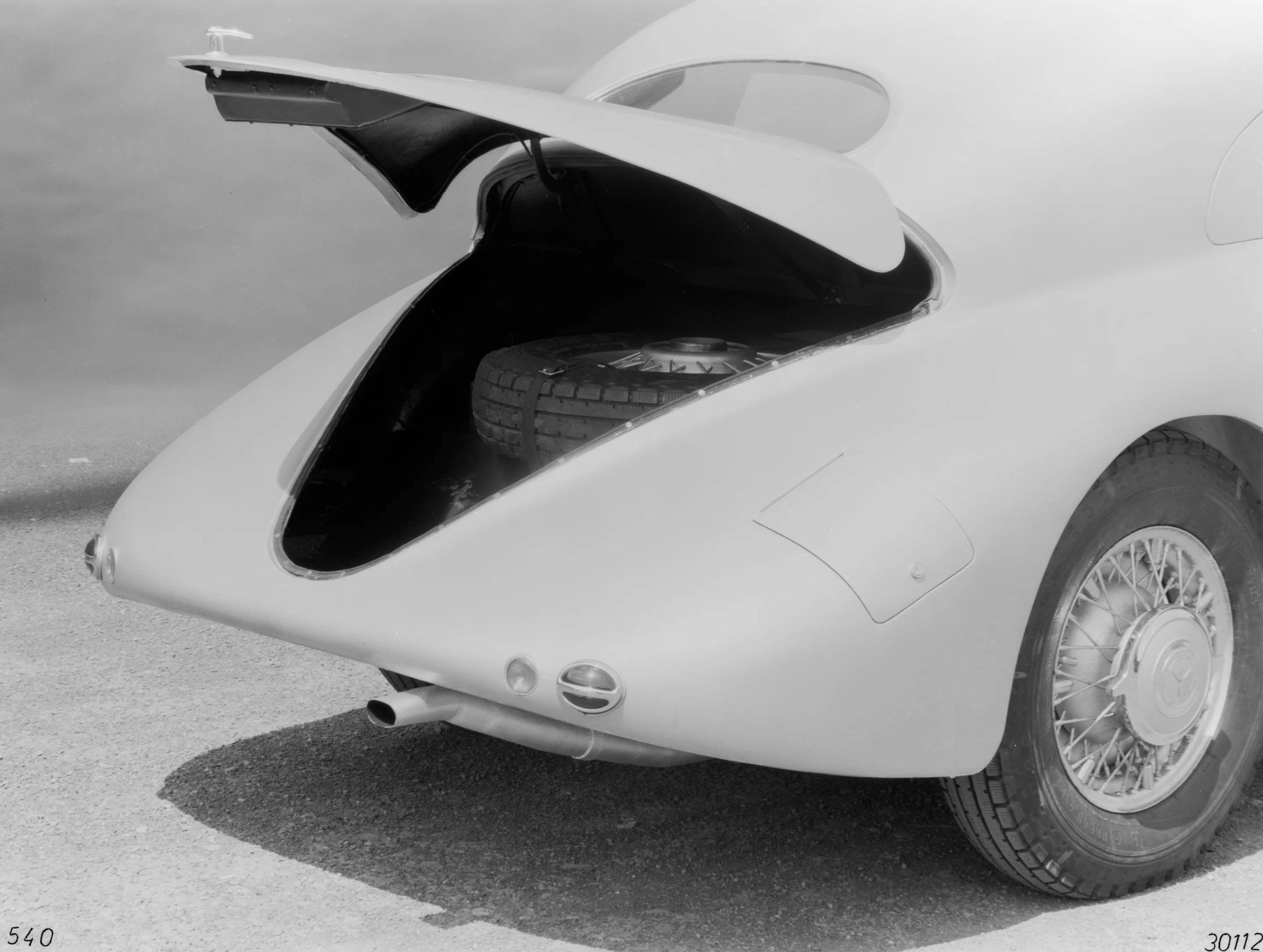 Boot of the 540 K Streamliner with interior spare tire