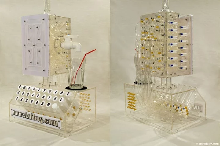 A Russian tinkerer has created a typewriter that mixes drinks based on the keys that are pressed