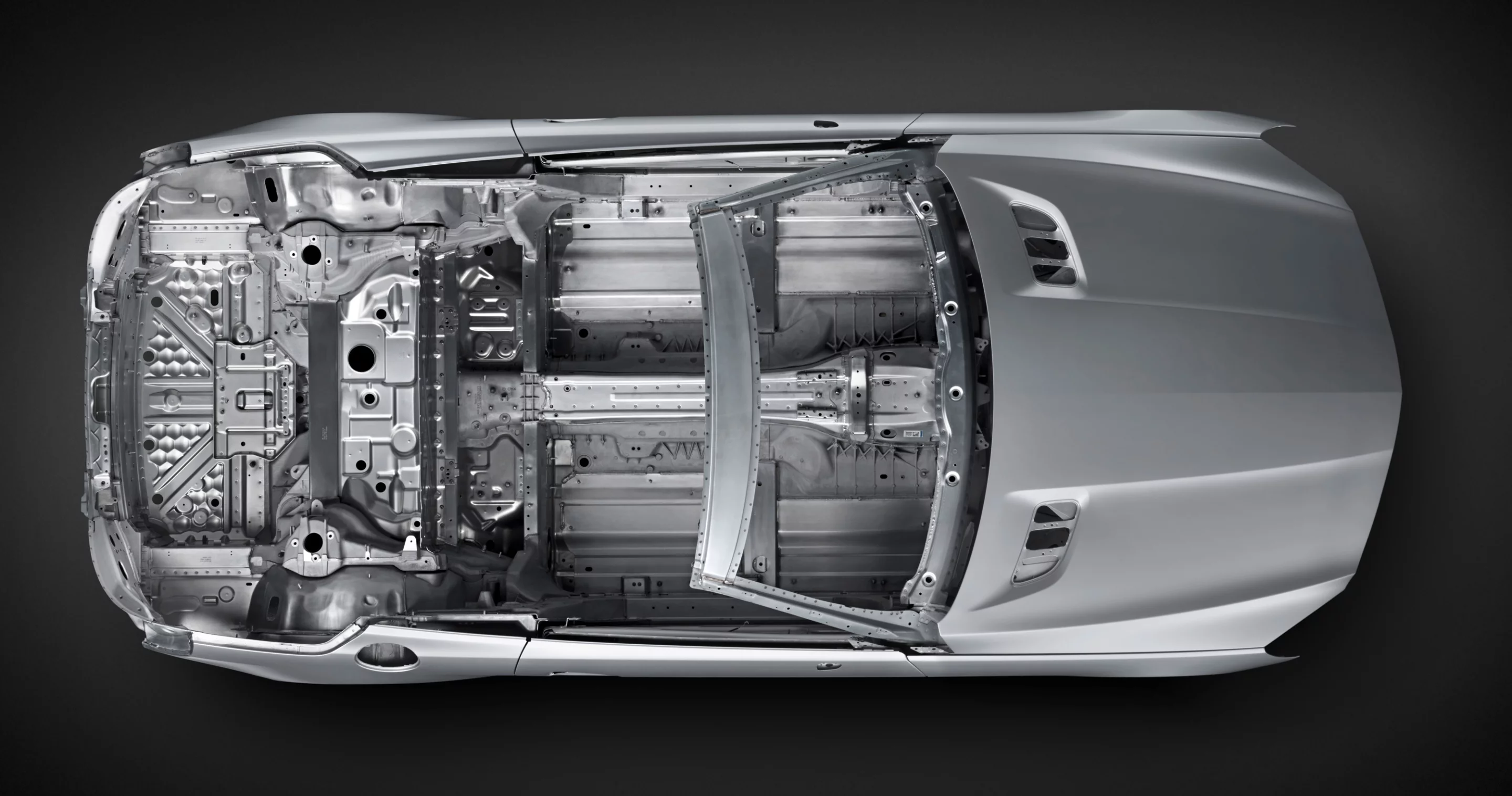 The new bodyshell of the Mercedes SL is 89 percent aluminum