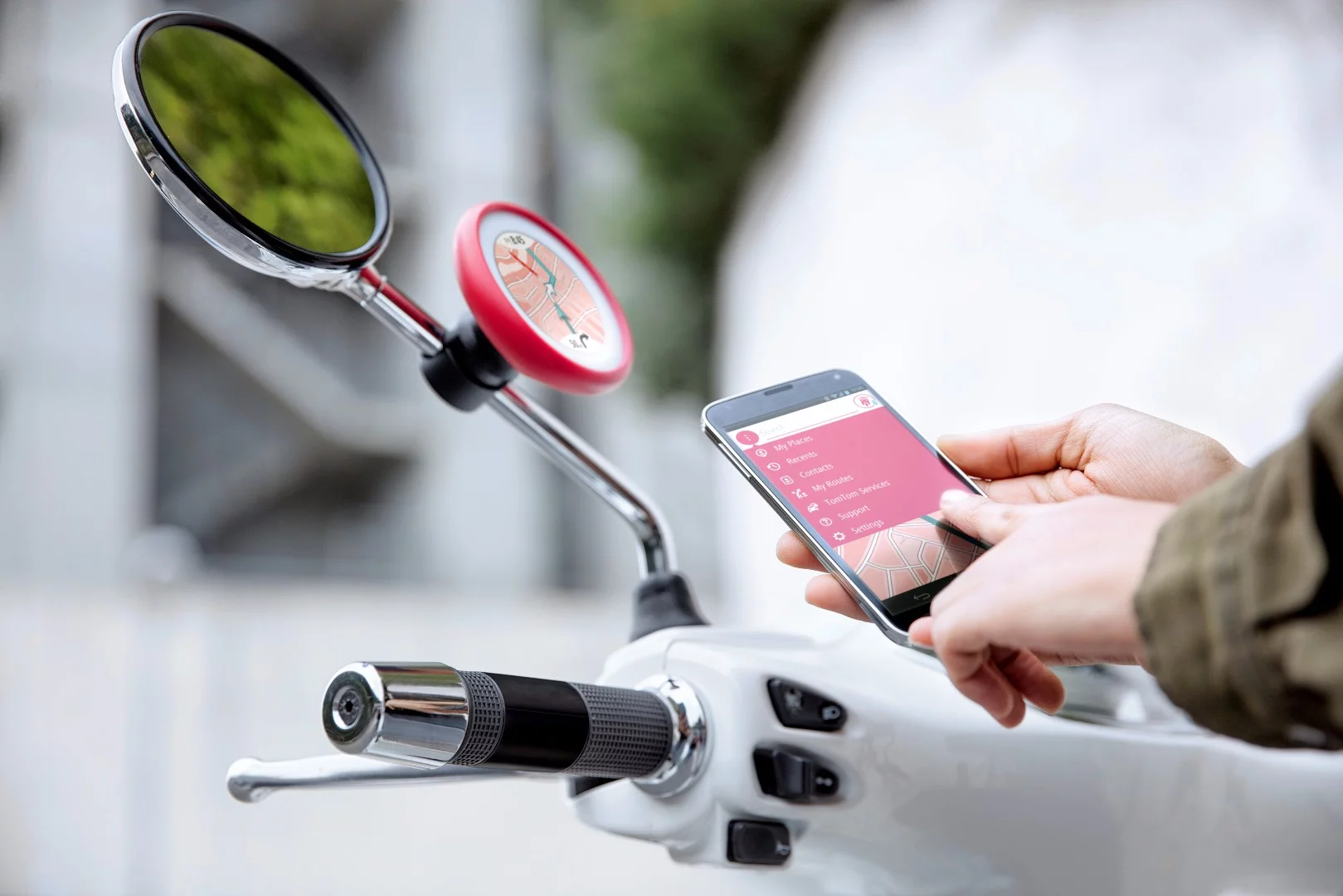 The TomTom VIO pairs with a smartphone and provides scooter owners with many of the features found on other TomTom devices