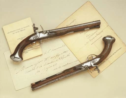 Presented by the Marquis de Lafayette to George Washington during the American Revolution, these pistols fetched US$1,986,000 at a Christie's auction