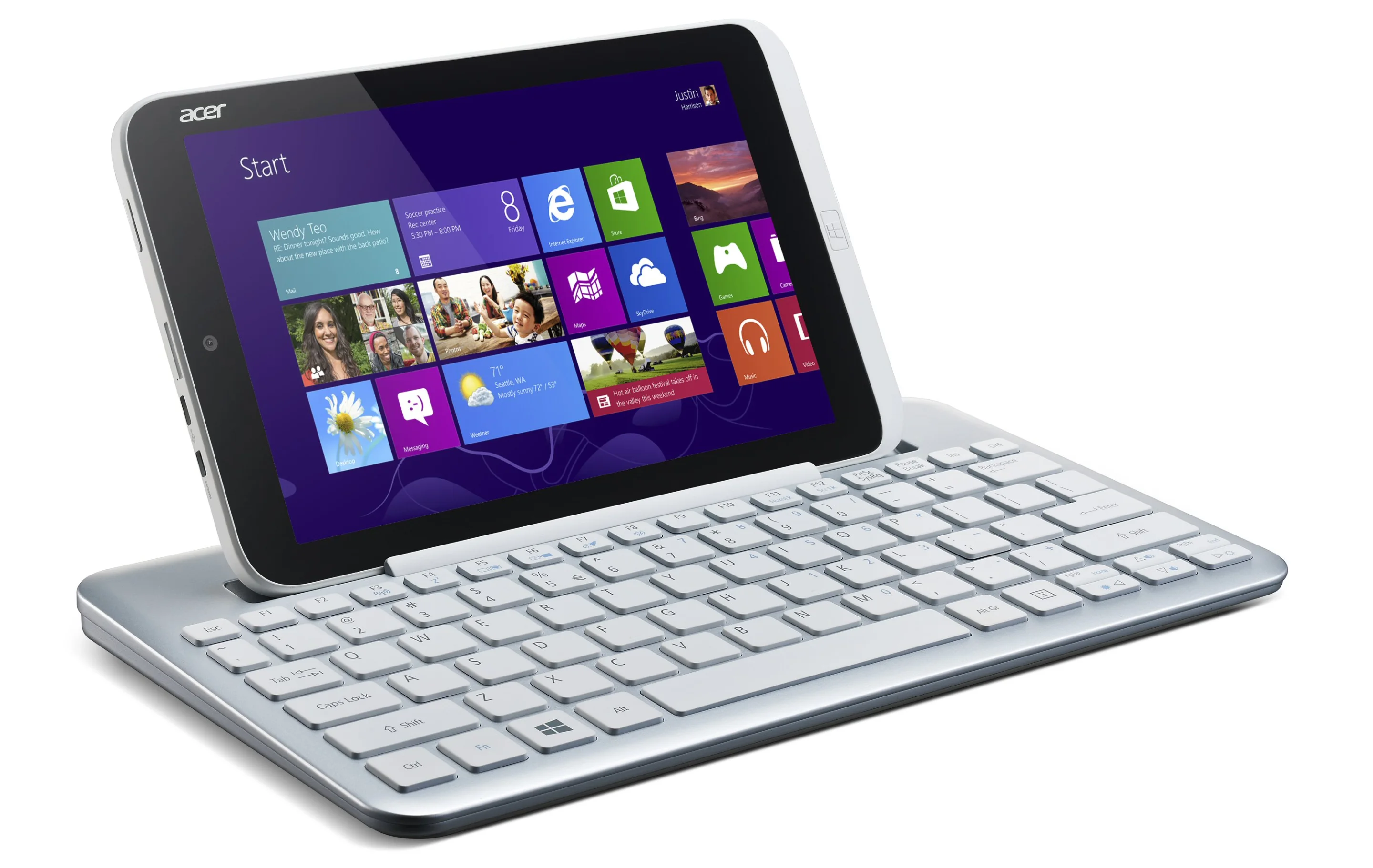 The tablet can be paired with an optional full-size Bluetooth keyboard