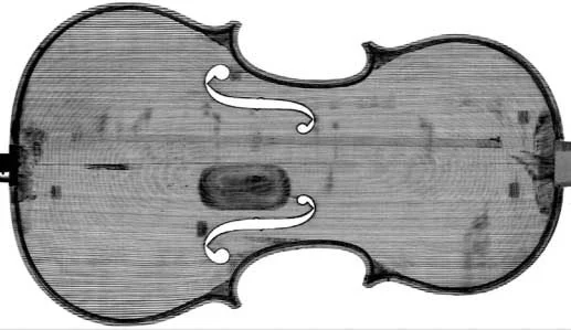 CT scan of the front of the original Stradivari Betts violin. (Image: RSNA)