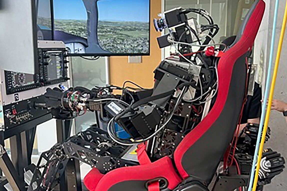 PIBOT using a flight simulator (side view)