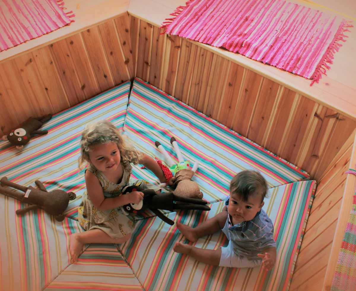 The EcoPods feature a sunken seating area