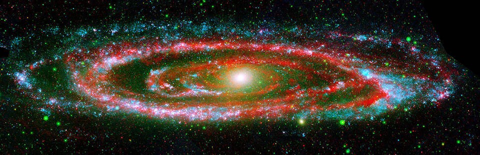 Ultraviolet and infrared composite image taken from NASA's Galaxy Evolution Explorer and the Spitzer Space Telescope in 2006 (Image: NASA/JPL-Caltech)