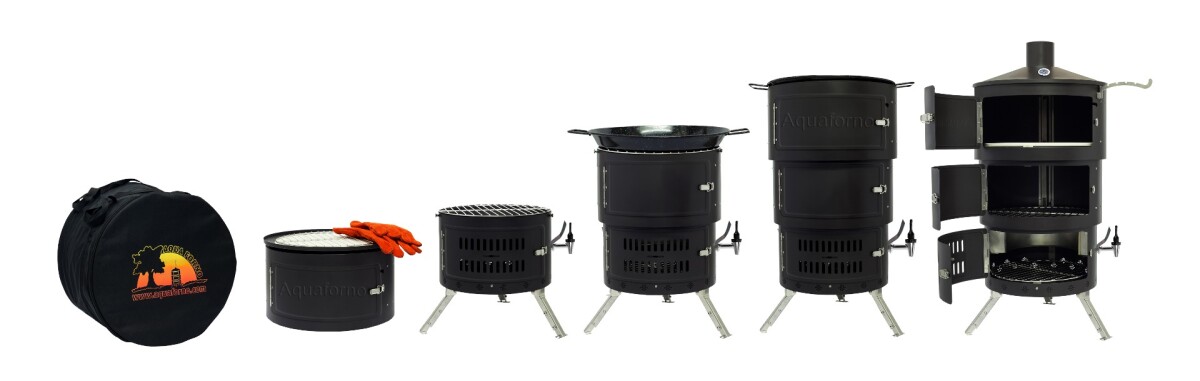 Billed as a kitchen in a backpack, the Aquaforno II when collapsed is a neat little disc-shaped package that can be lugged around inside a carry case