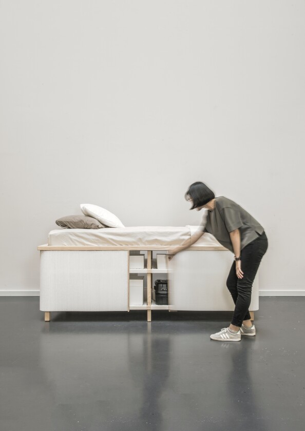 The Tiny Home Bed, by the University of Art and Design Lausanne’s Yesul Yang, has plenty of space for storage underneath