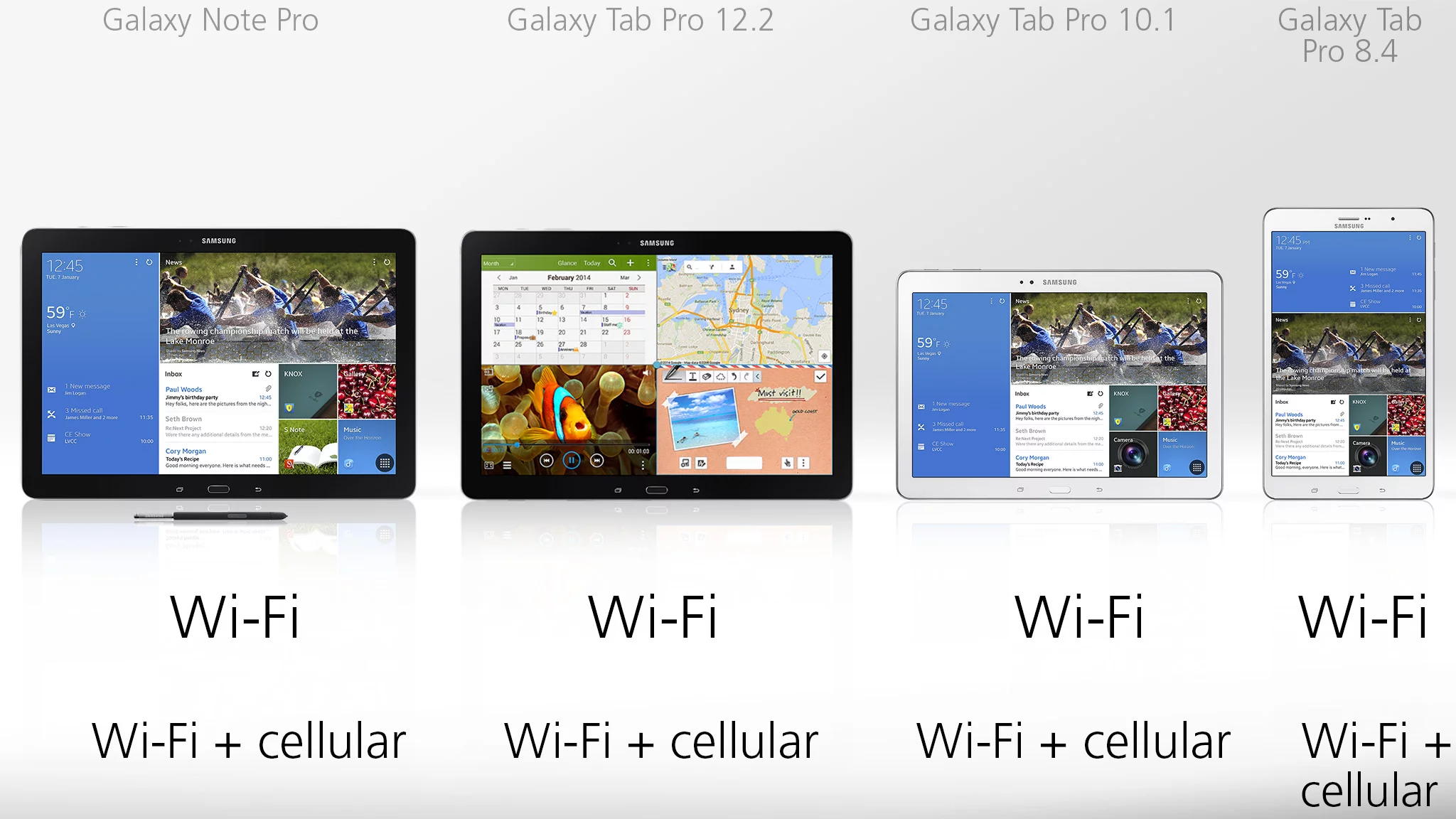 Standard Wi-Fi or Wi-Fi with cellular options all around