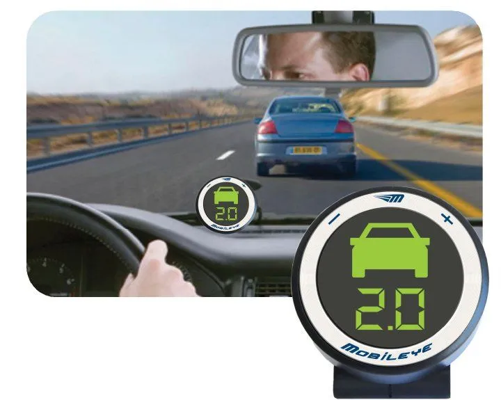 Mobileye's warning system alerts drivers to imminent forward collisions and other driving hazards
