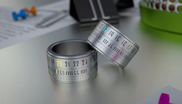 The Ring Clock at the conceptual prototype stage, with LEDs revealing the time