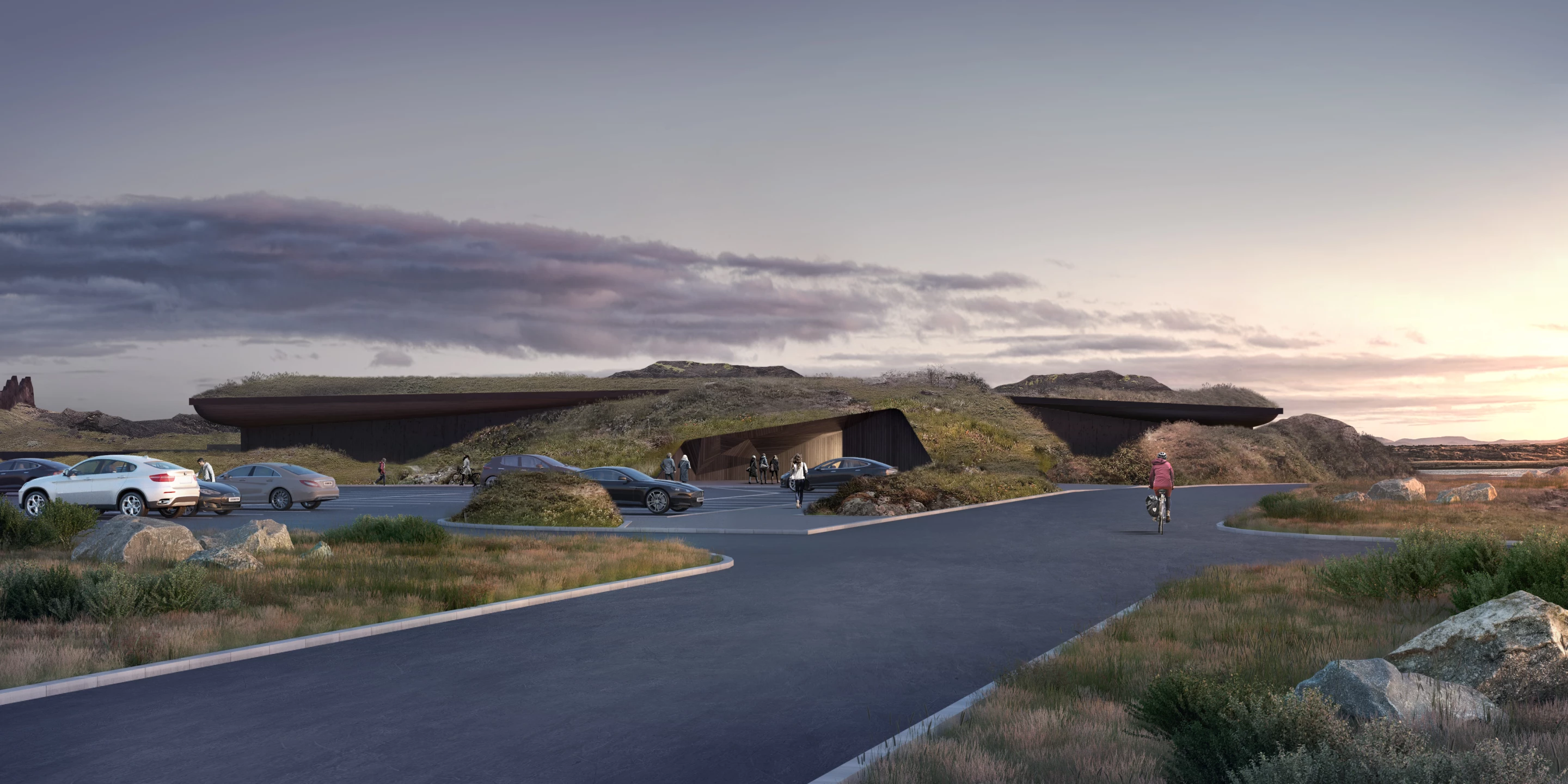 Sky Lagoon's buildings will be covered in greenery to help them blend in with the surrounding landscape