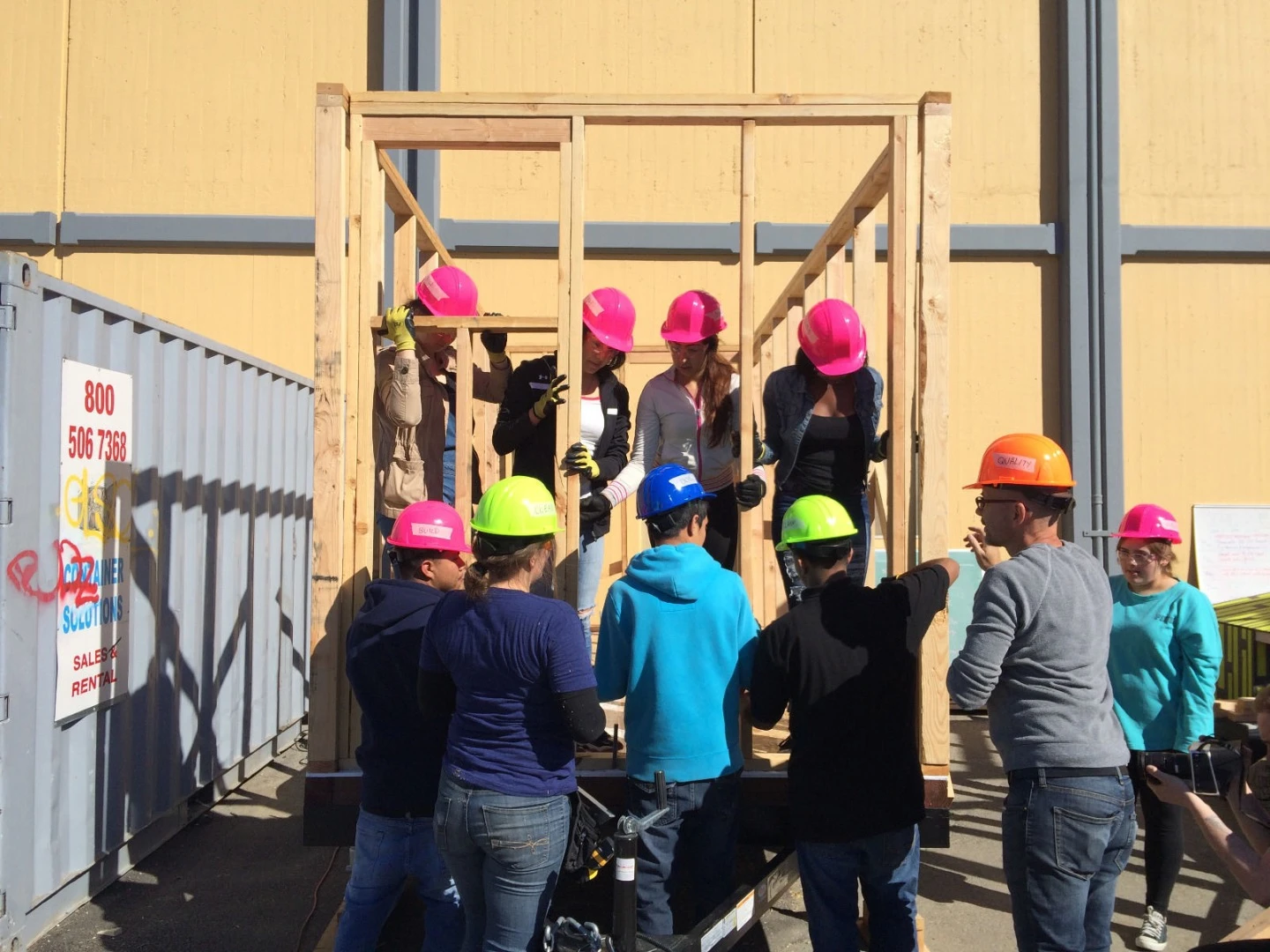 The tiny house was created by REALM Charter High School students working under the watchful eye of experienced architects and builders