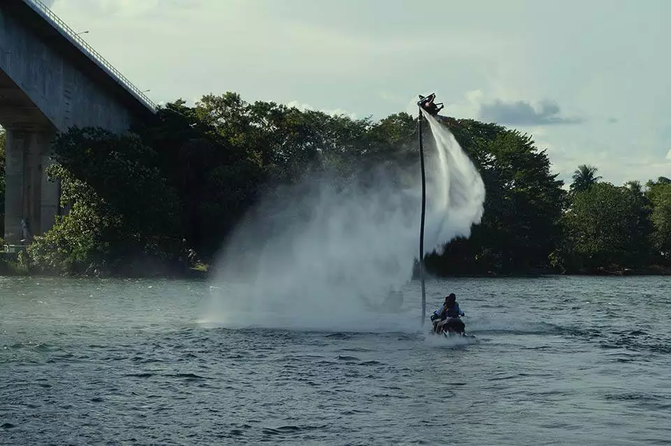 X-Jetpacks performs some testing high above the water surface