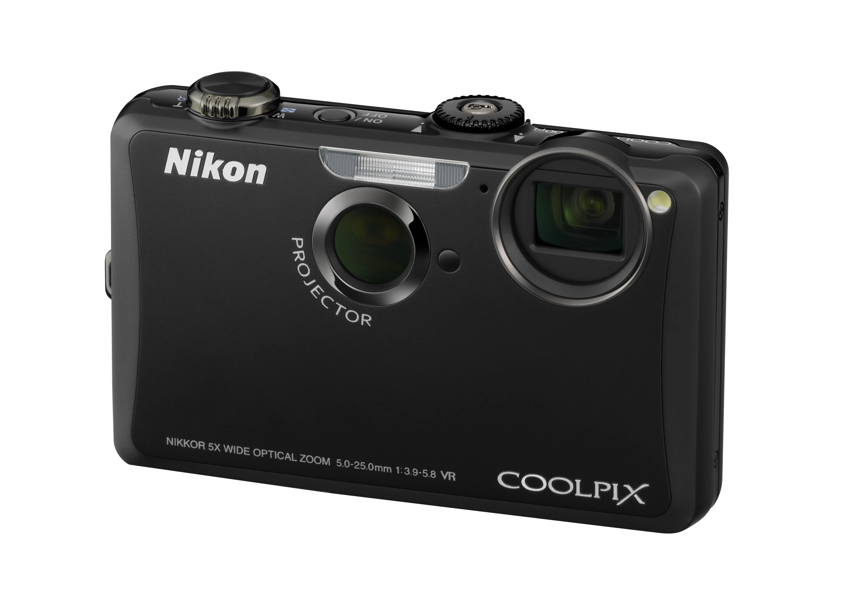 The S1100pj has a 14.1 megapixel CCD sensor and 5x optical NIKKOR wide-angle zoom lens