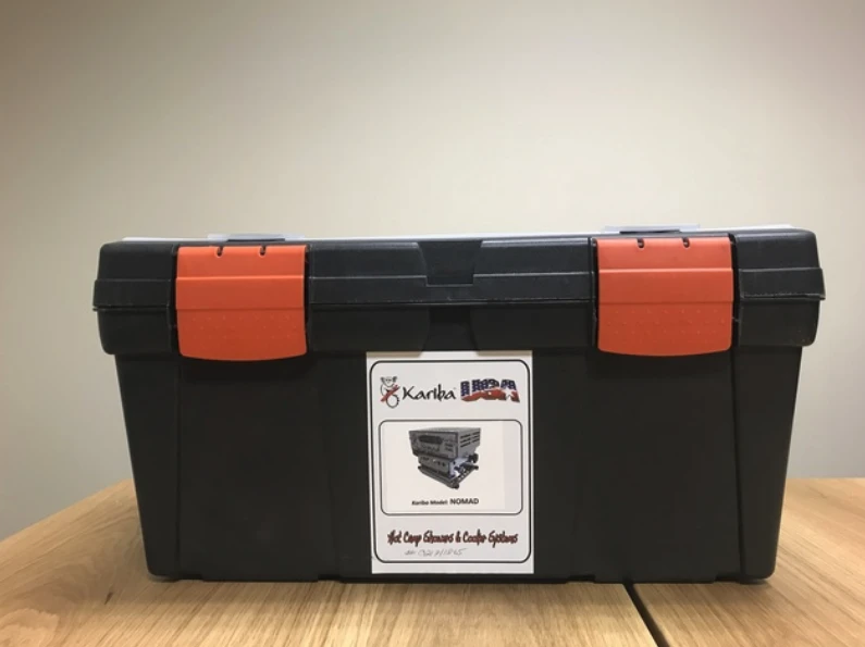Kariba stove-showers come in a carry case that doubles as a water tub