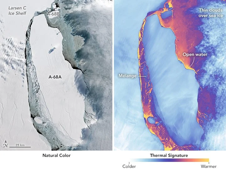 A recent satellite image of the iceberg