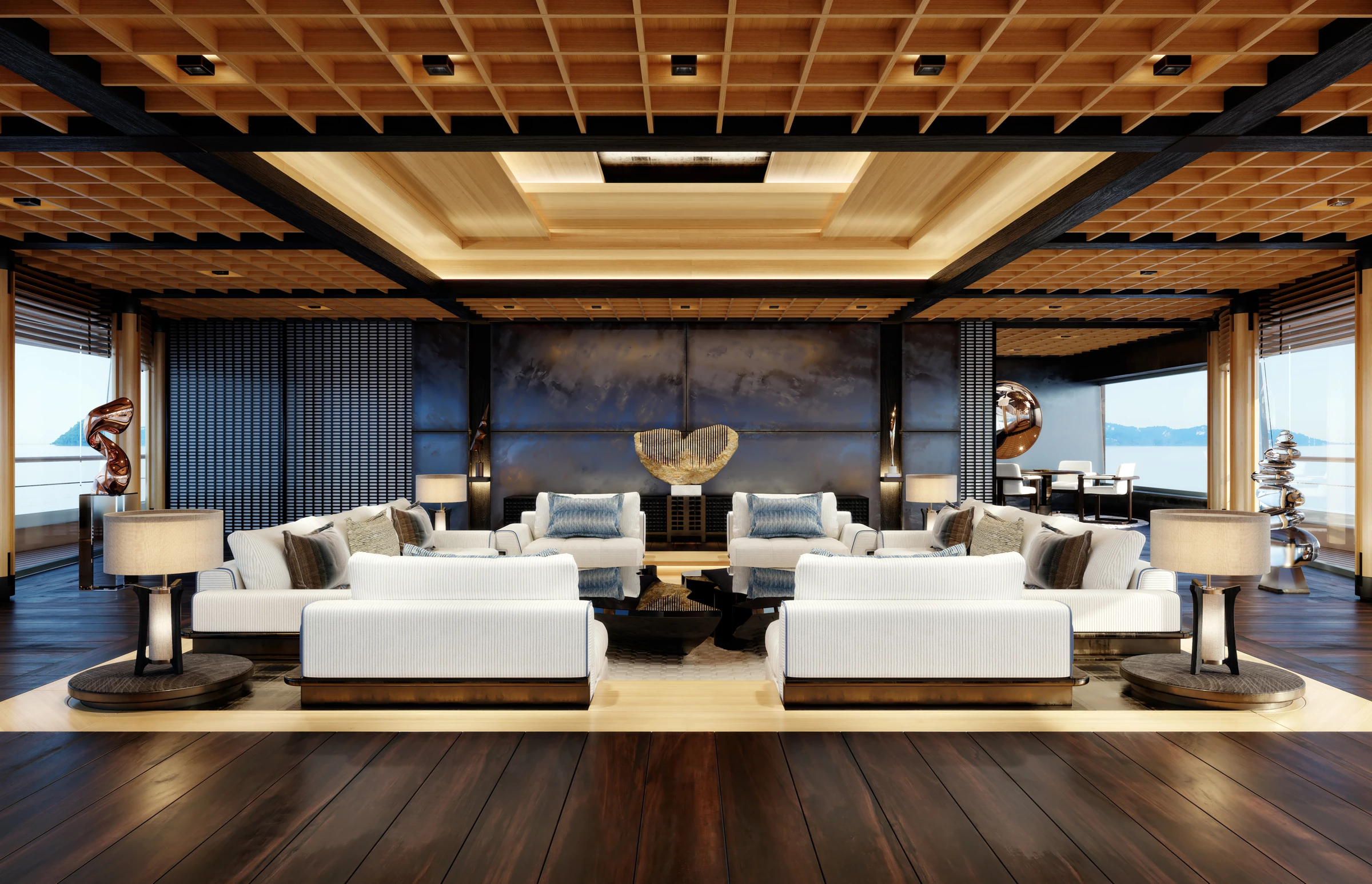The upper deck lounge: tastefully done