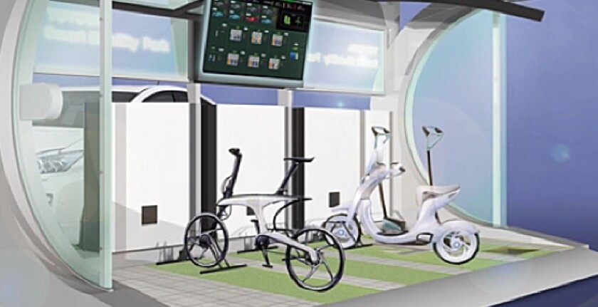 The Toyota stand at the show clearly shows the PAS er, the Toyota Winglet and an as-yet-unnamed Yamaha scooter