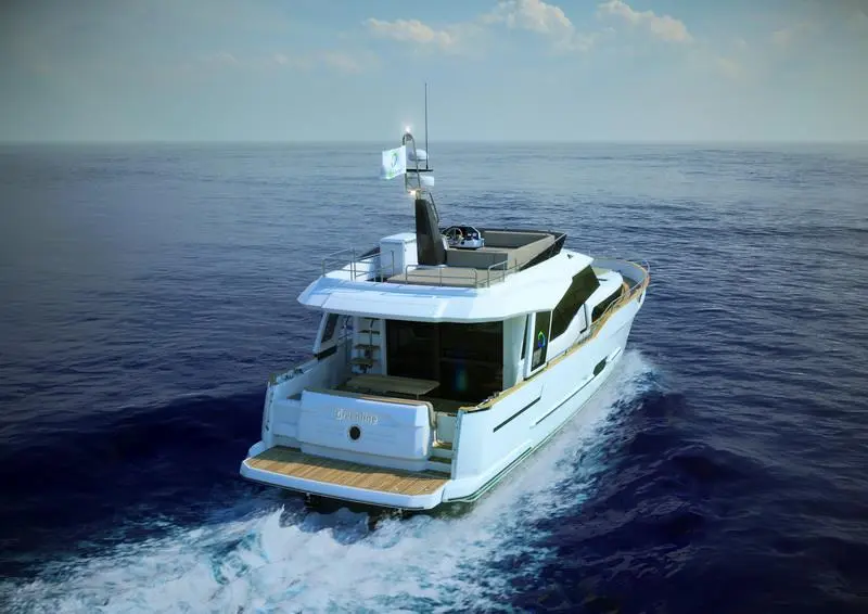 The Greenline 48 can cruise at 4 knots under electric drive