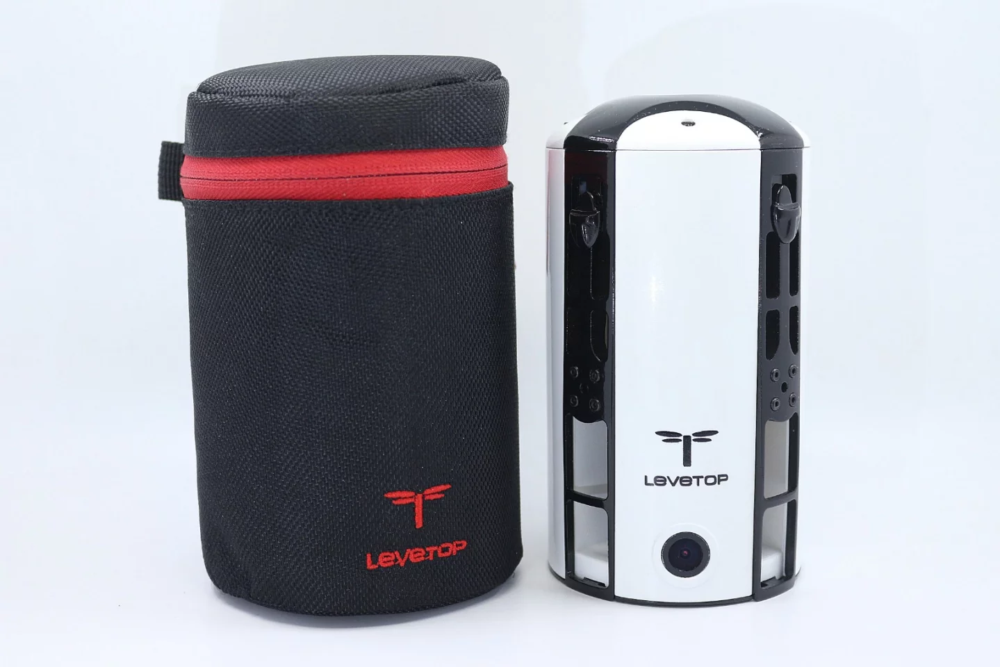 When its arms are folded in, the LeveTop drone can be stuffed in an optional carrying case, then carried around like a thermos