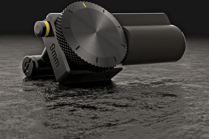 When it comes to unlocking the gun, users enter a pin code by turning a dial on the side of the attachment