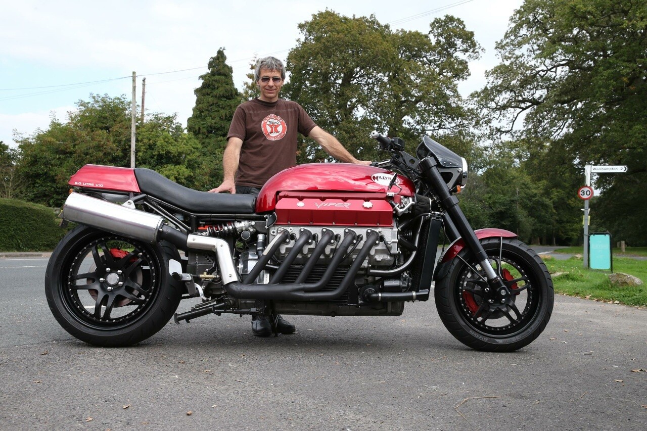 Allen and the Millyard Viper, a 500 hp (370kW), 1,200 lb (540 kg) motorcycle he built around an 8-litre Dodge Viper V10 engine. He used the bike to set the world record speed for a tandem motorcycle in 2023 at 183.50 mph
