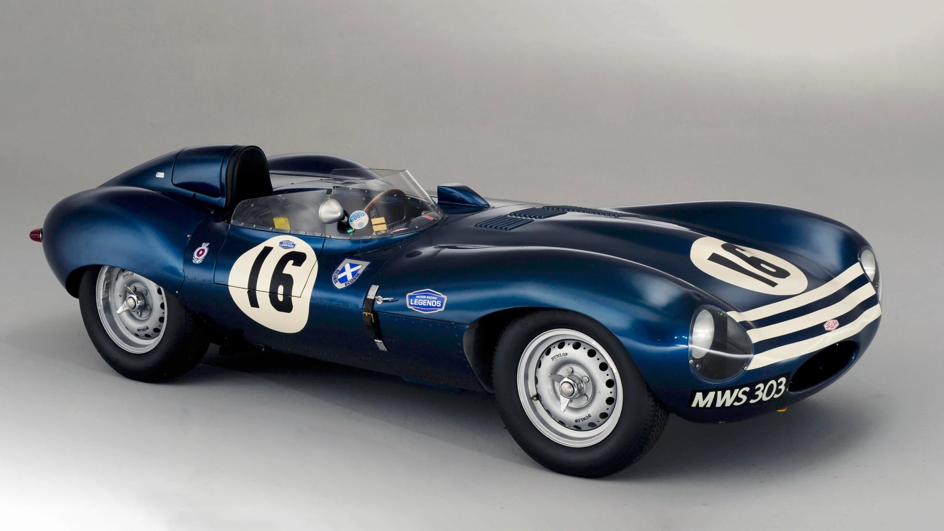 The Ex-Ron Flockhart, Ninian Sanderson, Jock Lawrenc, 1956 Jaguar D-Type "Shortnose" Sports-Racing Two-Seater sold for £ 2,577,500 at Bonhams' December Sale in London on December 1, 2013