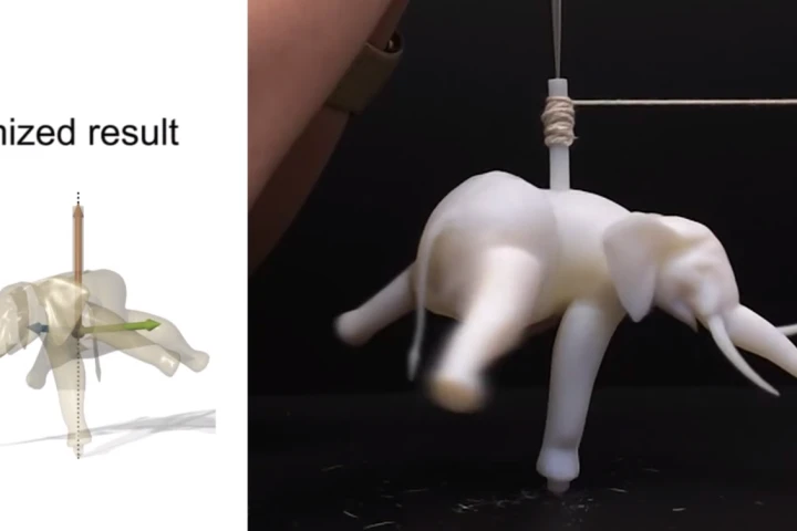 An asymmetrical elephant top that balance thanks to an algorithm created at Disney Research Zurich and ETH Zurich