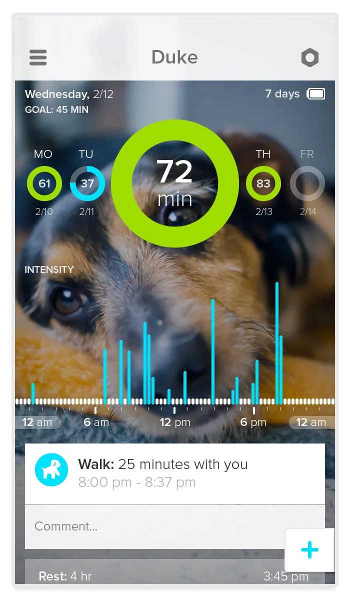 Fido's activity and location can be tracked via the companion smartphone app on iOS and Android