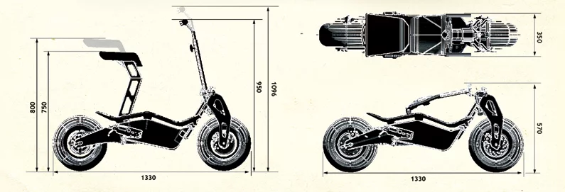 The removable seat and folding handlebars allow the MAD rider to save space during transport and storage
