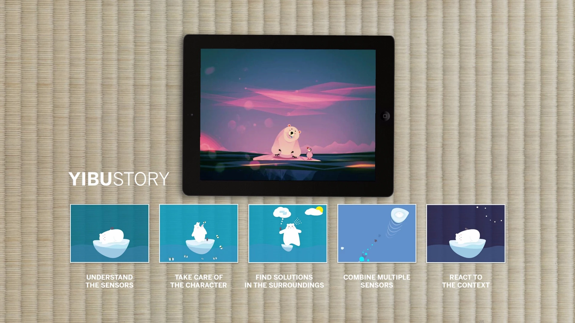 Making changes to the toys directly affects what's happening to the on screen character – a polar bear that the use is tasked with returning to her family