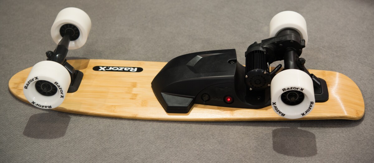 The bottom of the RazorX Cruiser Electric Skateboard