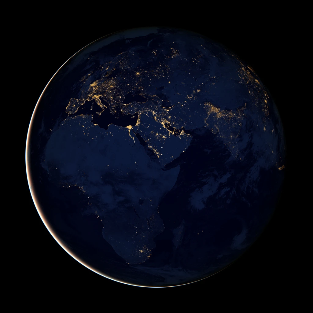 April 18 - October 23, 2012: This new image of Europe, Africa, and the Middle East at night is a composite assembled from data acquired by the Suomi NPP satellite (Image: Suomi NPP - VIIRS)
