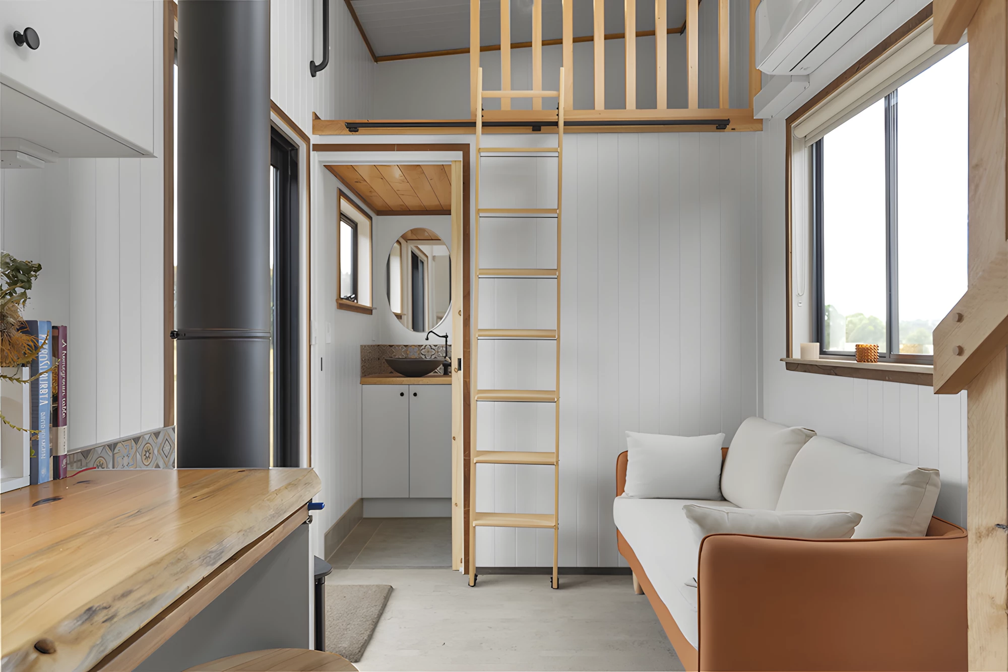 The Grevillea's living room is small and includes a sofa