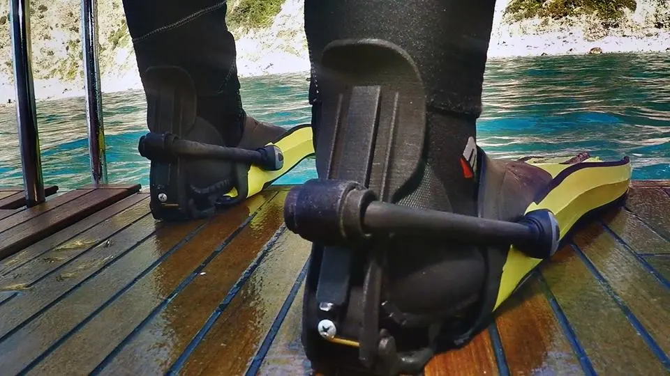 The Finclip system can be retrofitted to any open-heel type fins