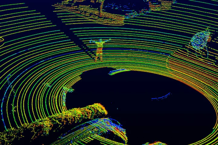 An optical image of the resolution by the Velodyne LiDAR VLS-128 in operation