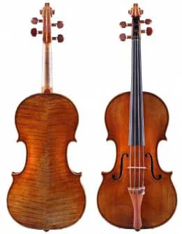 Photograph of the front and back of the original Stradivari Betts violin. (Image: RSNA)