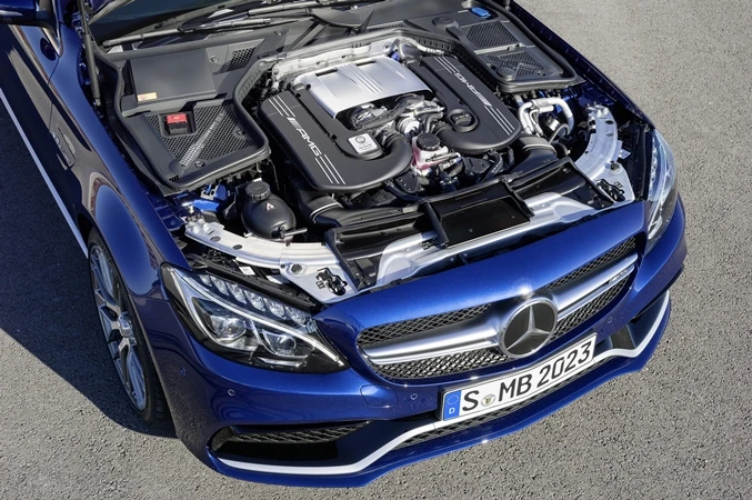 A view of the Mercedes-AMG C 63 Estate's engine