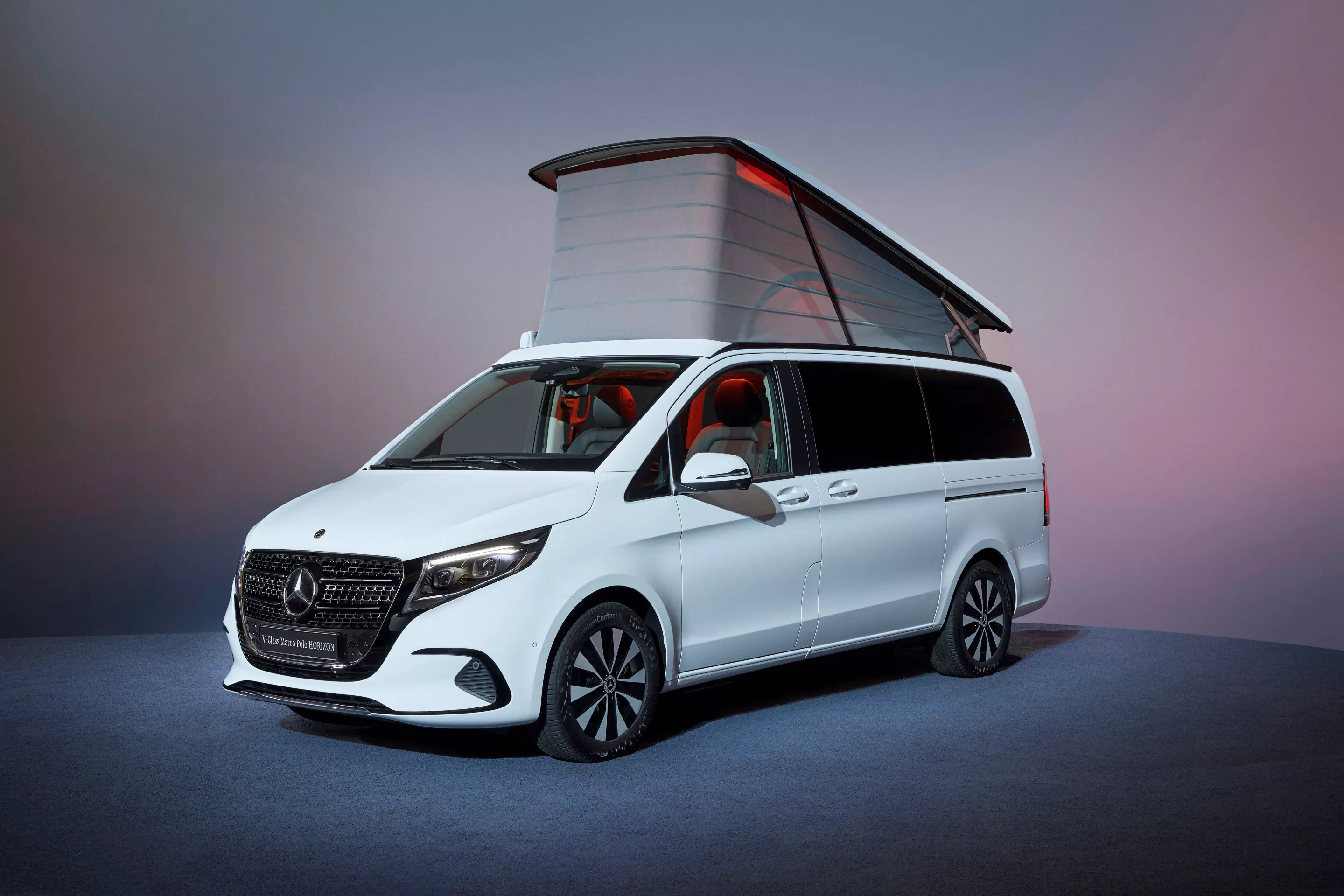 Mercedes' ambient lighting system adds some color to camping