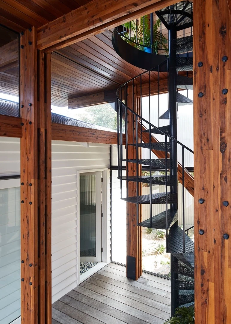 Access to Dorman House's new extension is gained by spiral staircase