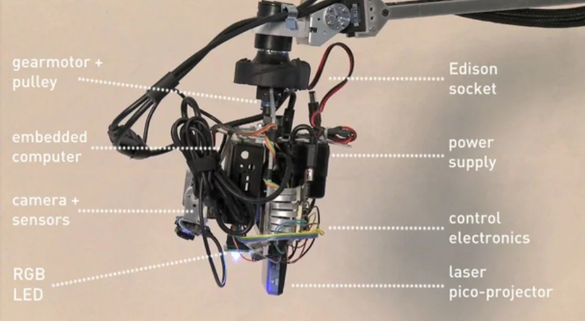 A look at the components that make up the LuminAR Bulb developed at MIT Media Lab
