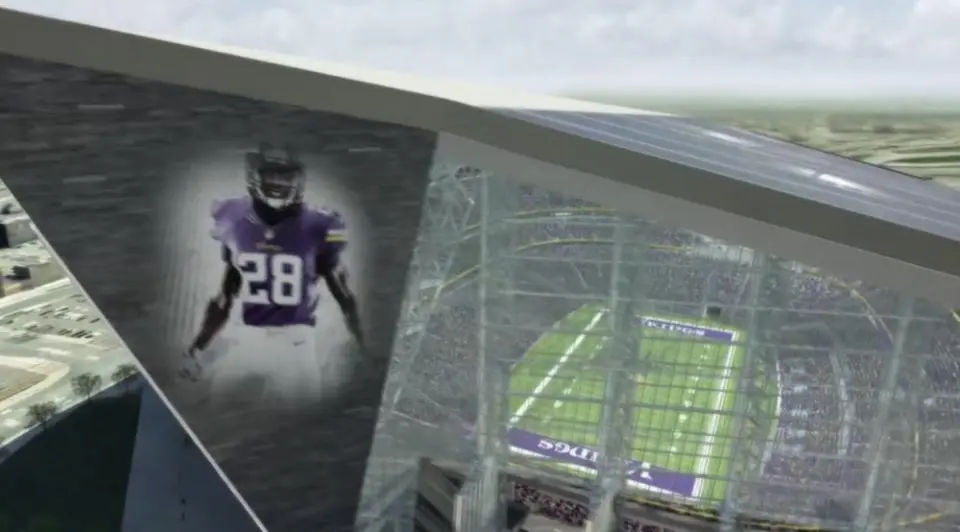 Artwork detail of the stadium main entrance
