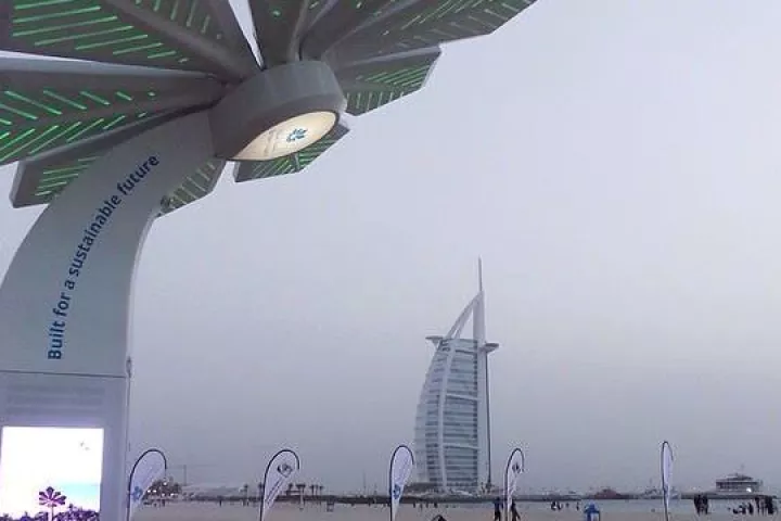 A Smart Palm has been installed on the beach in Dubai near to the Burj Al Arab