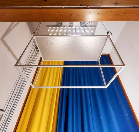 The architects came up with an interesting way to save space and boost the livability of the interior floor-plan