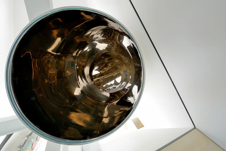 The slide is constructed from mirror-polished stainless steel (Photo: David Hoston)