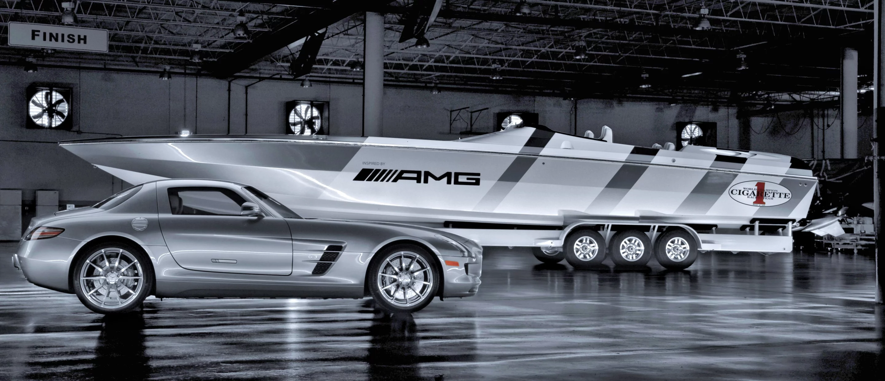 AMGCR Electric Top Gun together with the Mercedes-Benz SLS AMG Coupé Electric Drive which was its inspiration