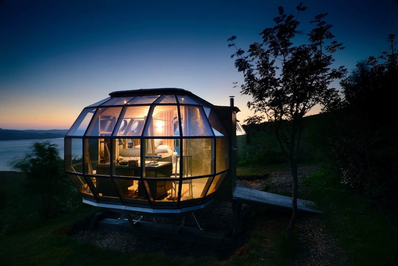 The AirShip 002 pictured runs from mains electricity but the dwelling can be configured to run off-the-grid