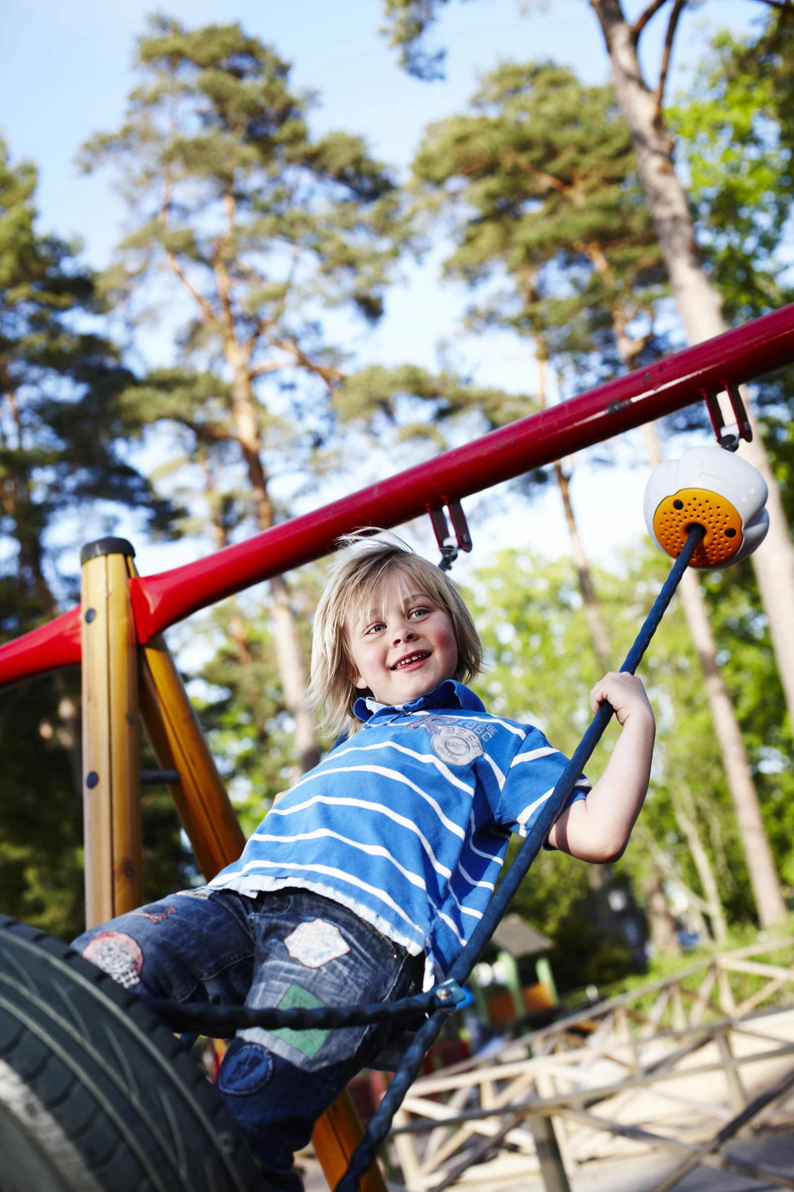 When attached to any swing, the Son-X will play different sound bites depending on how high or long a child swings, encouraging them to go higher