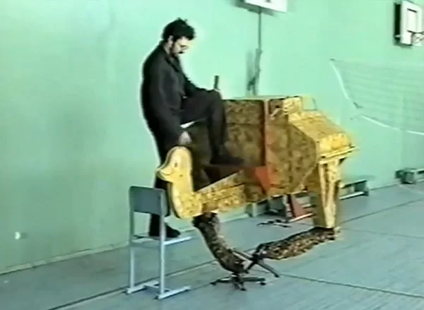 Konstantin Ivanov tests the robot's balance